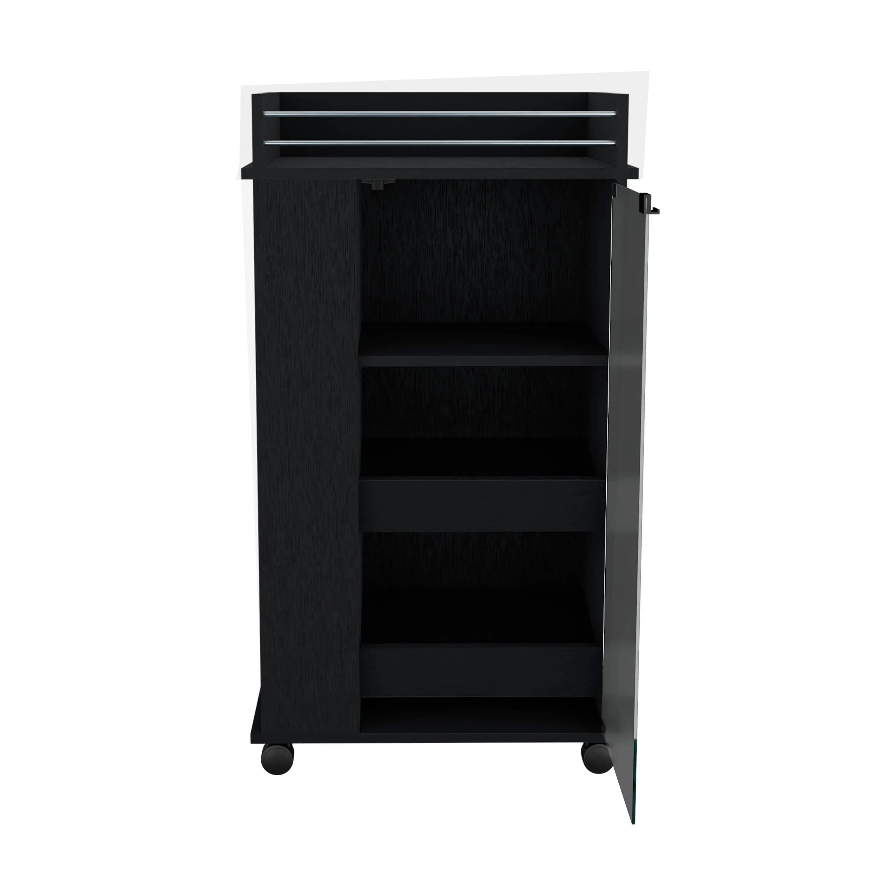 22" Black Wood Rolling Bar Cart Homeroots Kitchen & Dining