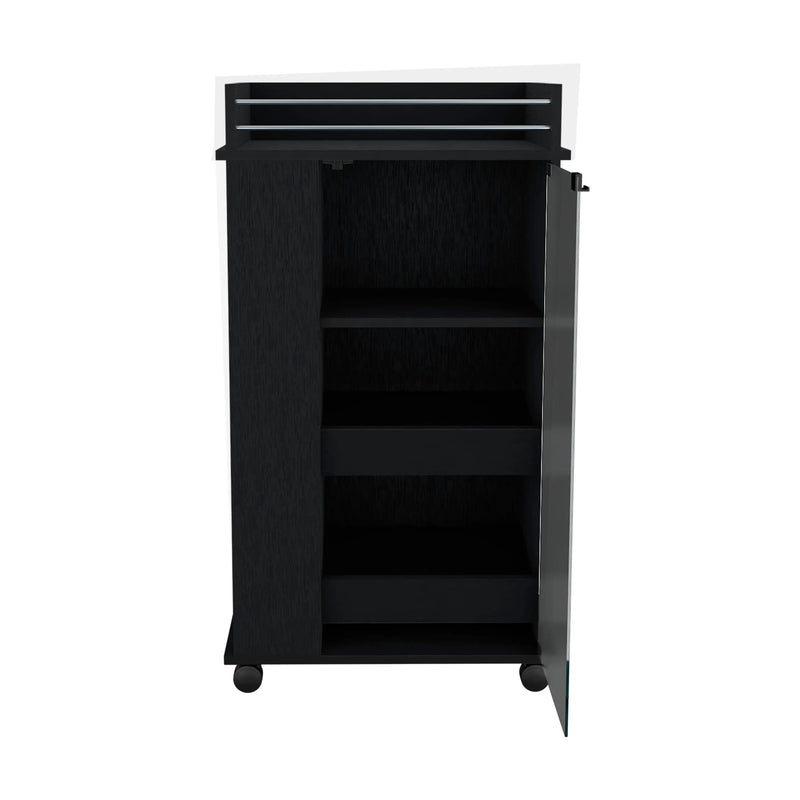 22" Black Wood Rolling Bar Cart Homeroots Kitchen & Dining