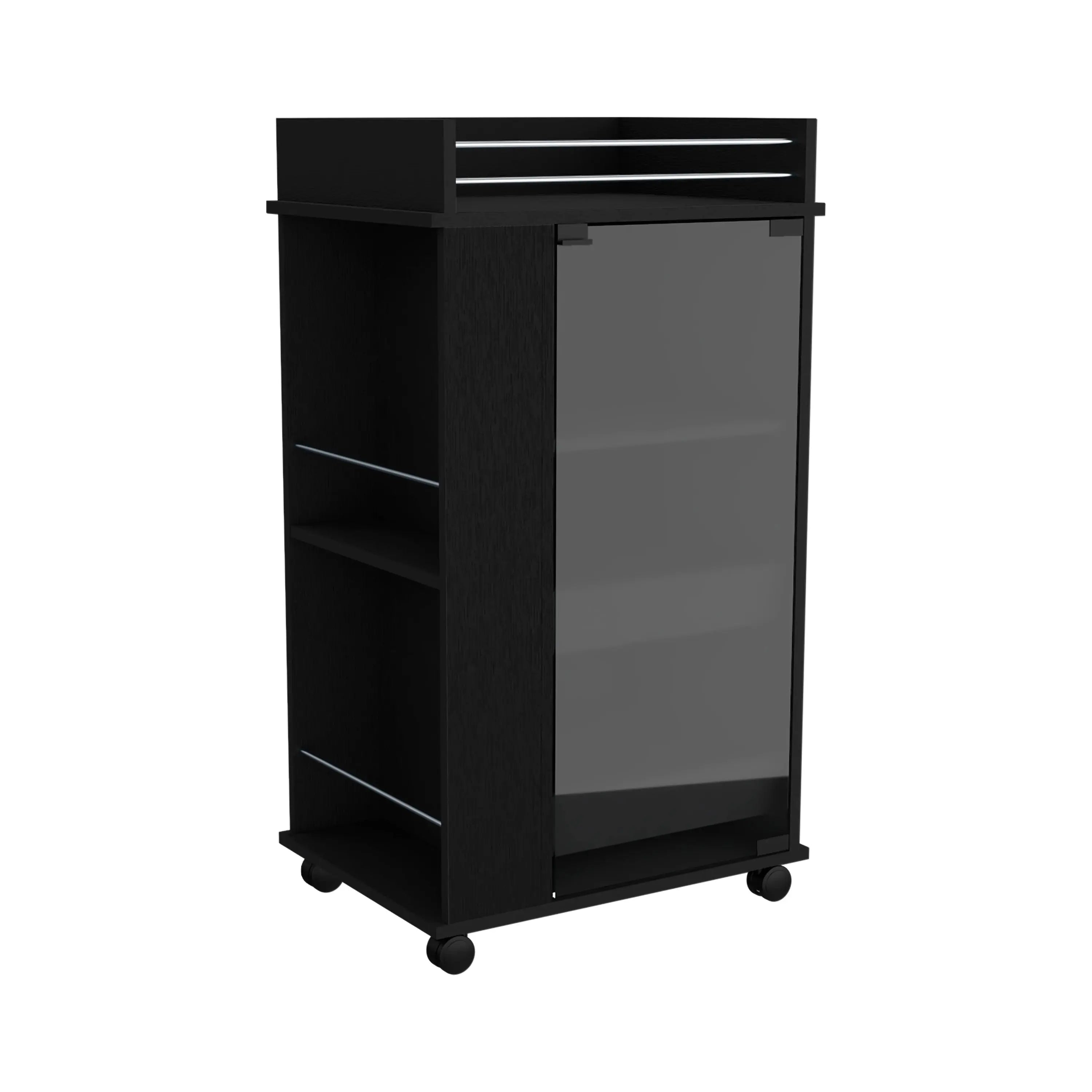 22" Black Wood Rolling Bar Cart Homeroots Kitchen & Dining