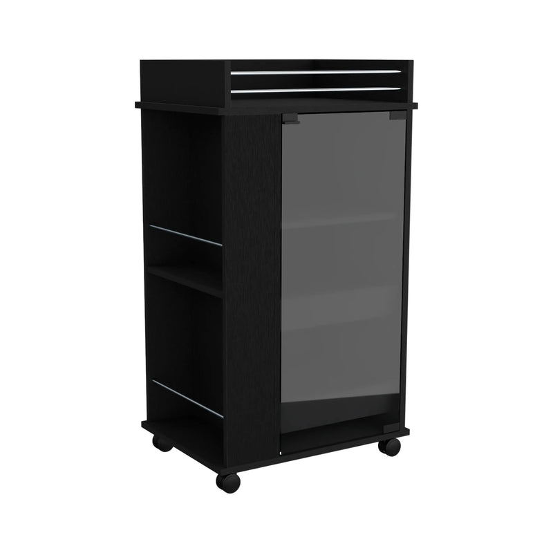 22" Black Wood Rolling Bar Cart Homeroots Kitchen & Dining