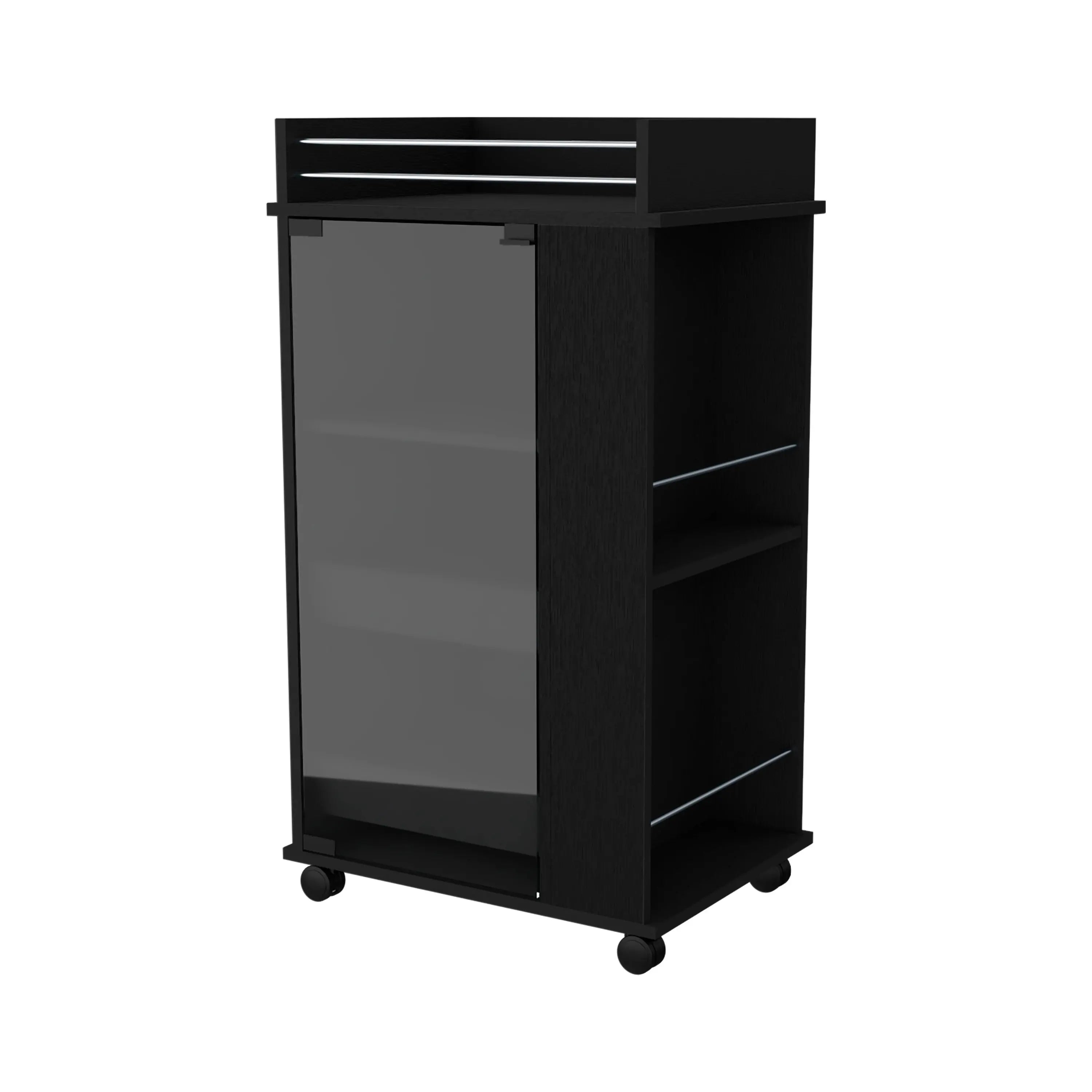 22" Black Wood Rolling Bar Cart Homeroots Kitchen & Dining