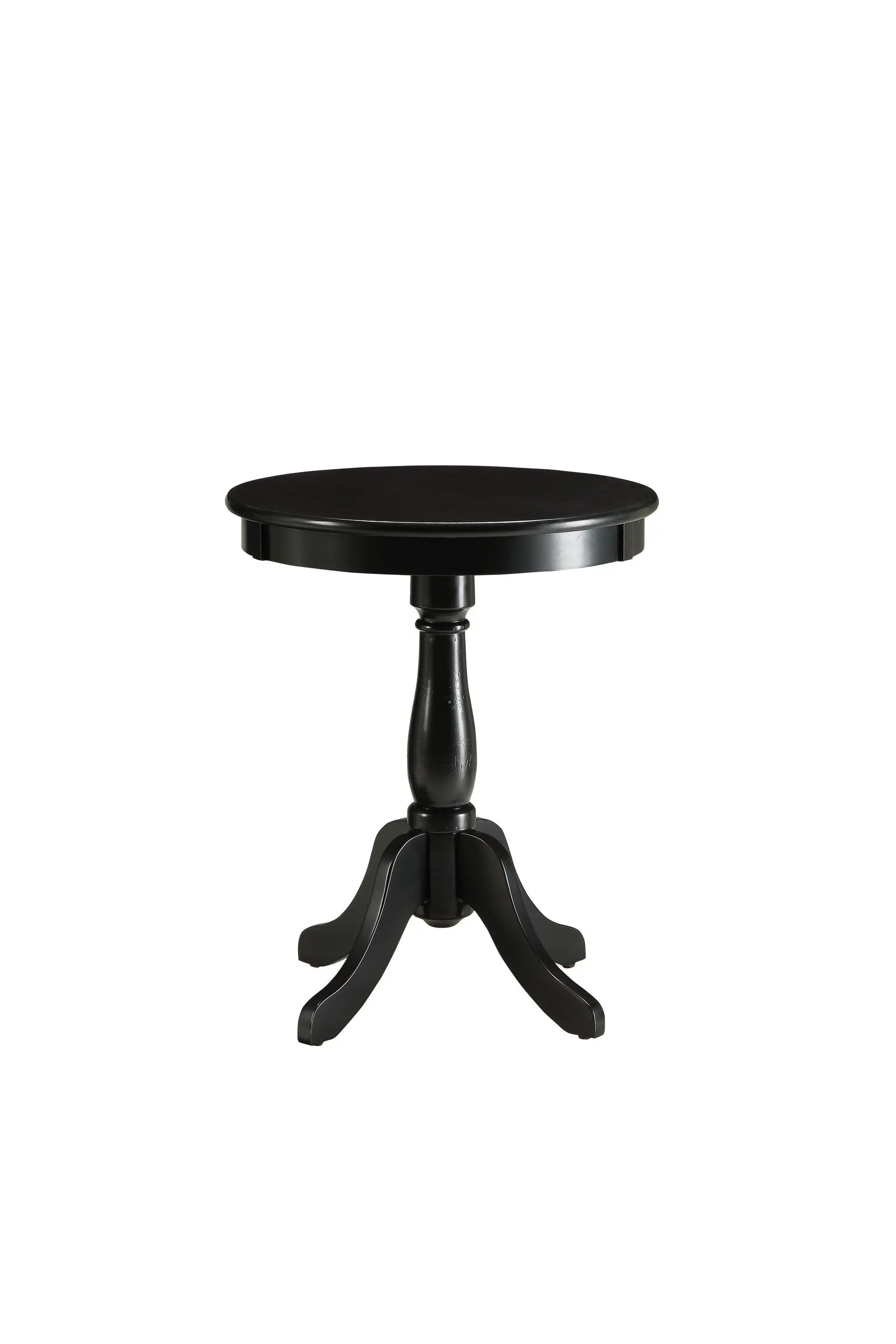 22" Black Wood Round Pedestal End Table Homeroots Living Room