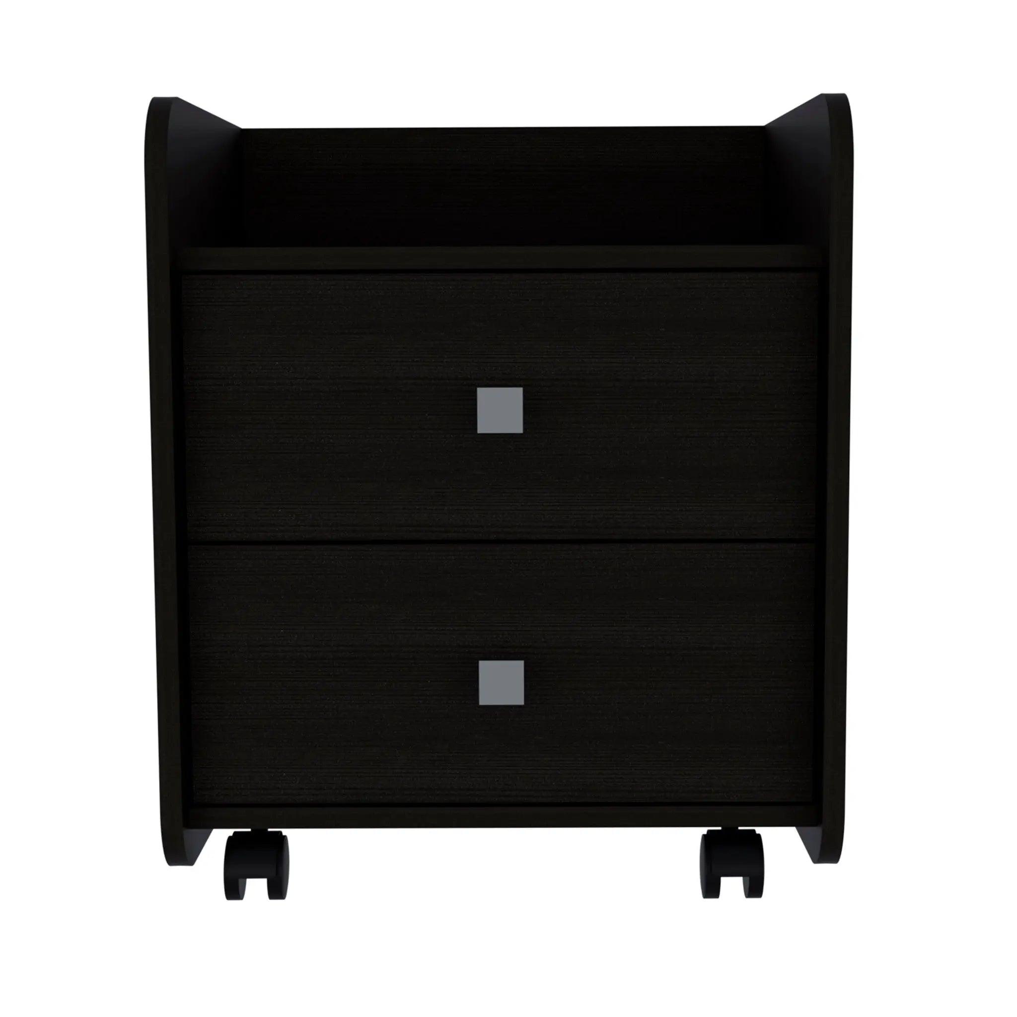 22" Black Wood Two Drawer Nightstand Homeroots Bed & Bath