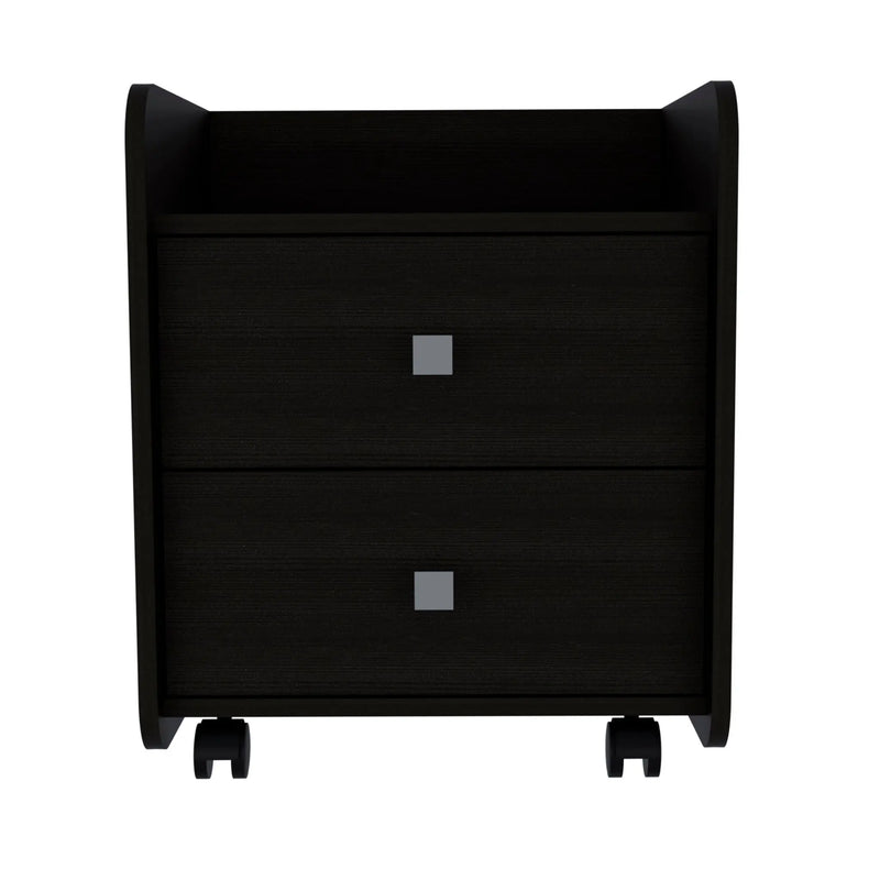 22" Black Wood Two Drawer Nightstand Homeroots Bed & Bath