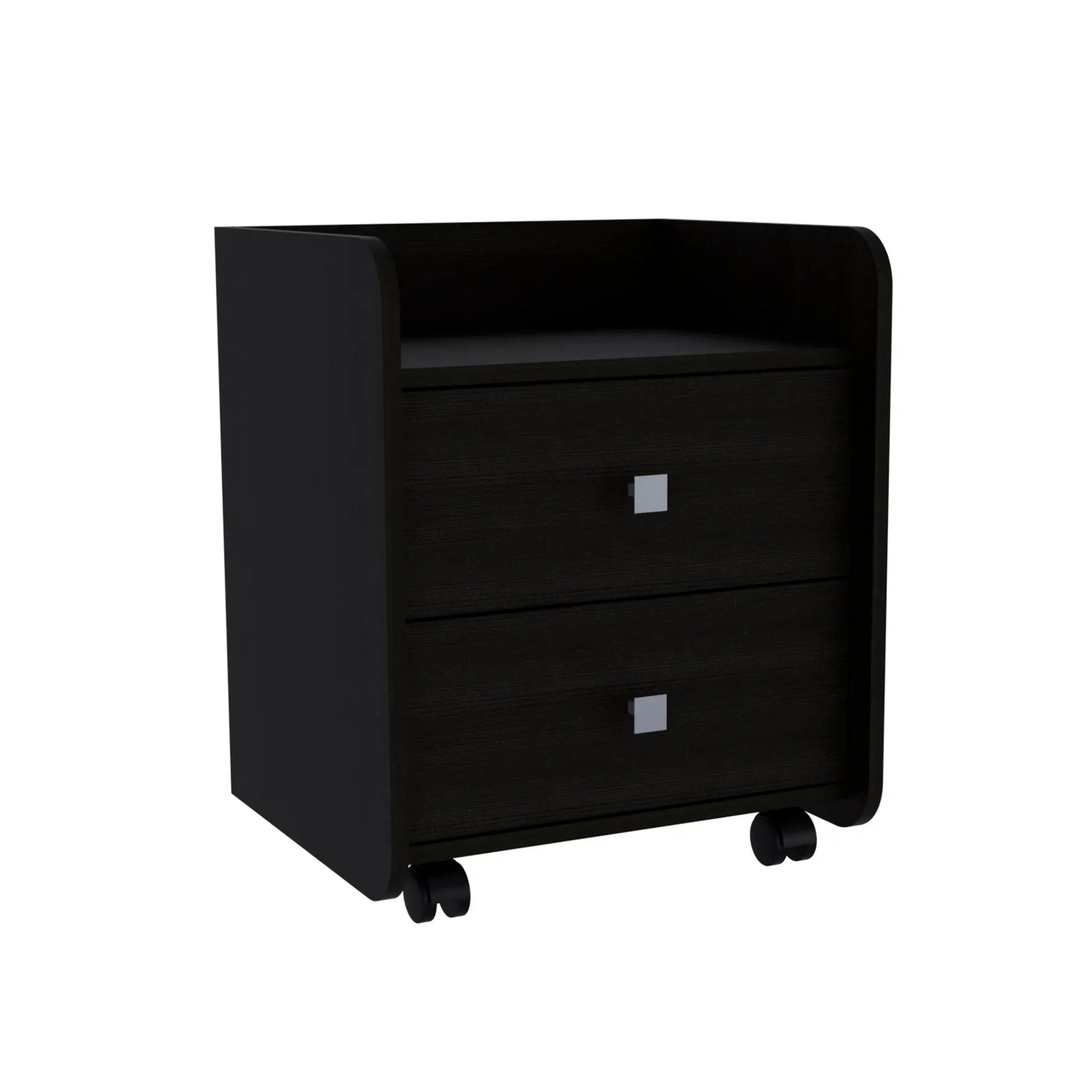 22" Black Wood Two Drawer Nightstand Homeroots Bed & Bath
