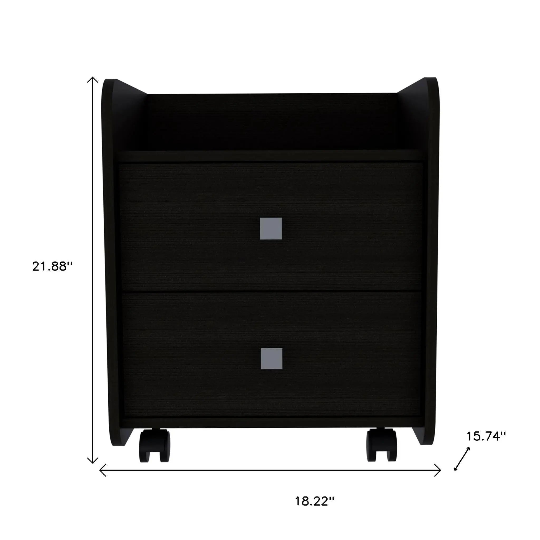 22" Black Wood Two Drawer Nightstand Homeroots Bed & Bath