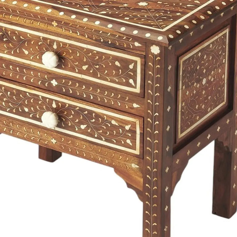 22" Brown And White Solid Wood Frame Standard Accent Chest With Two Drawers Homeroots Kitchen & Dining