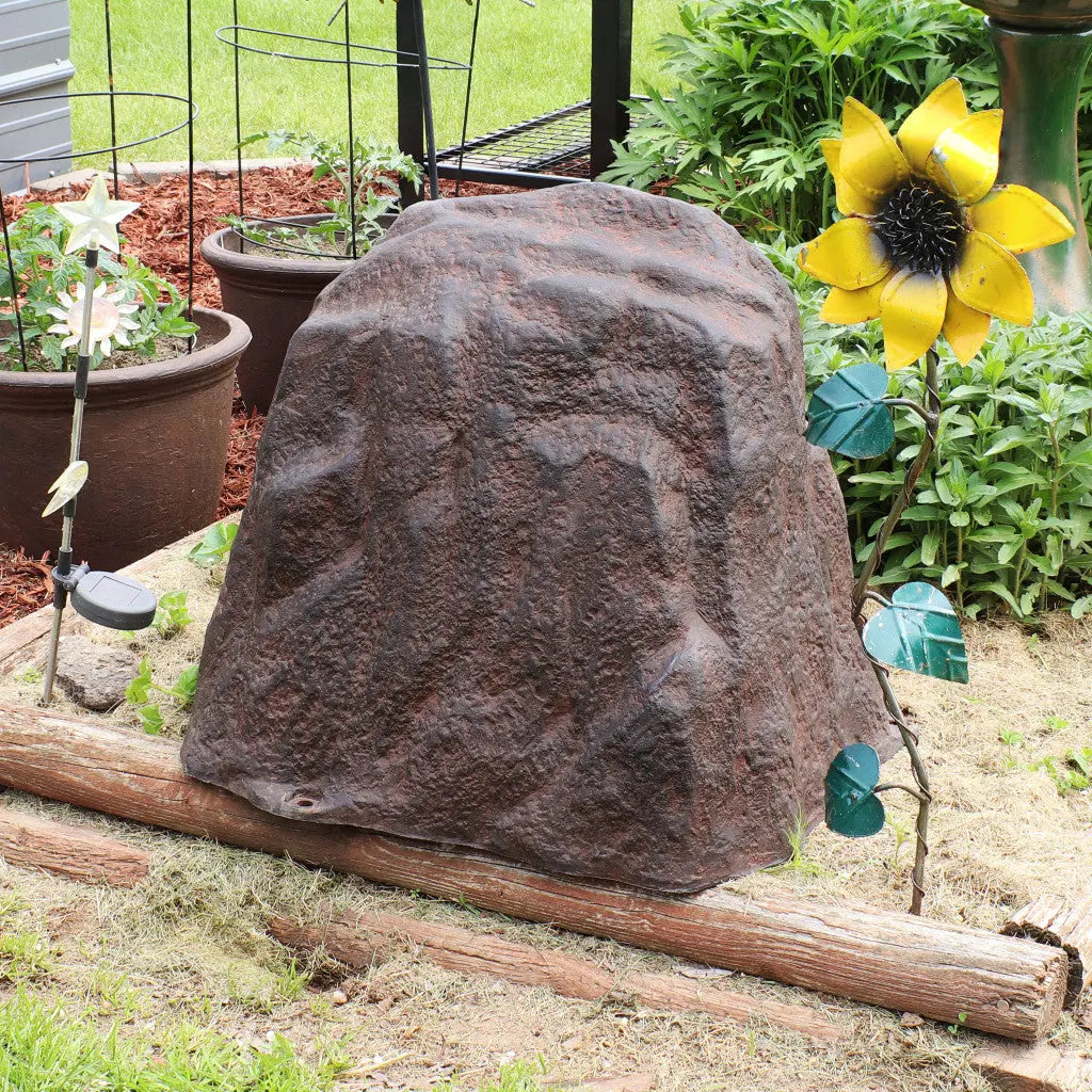 22" Brown Polyresin Faux Rock Homeroots Outdoor