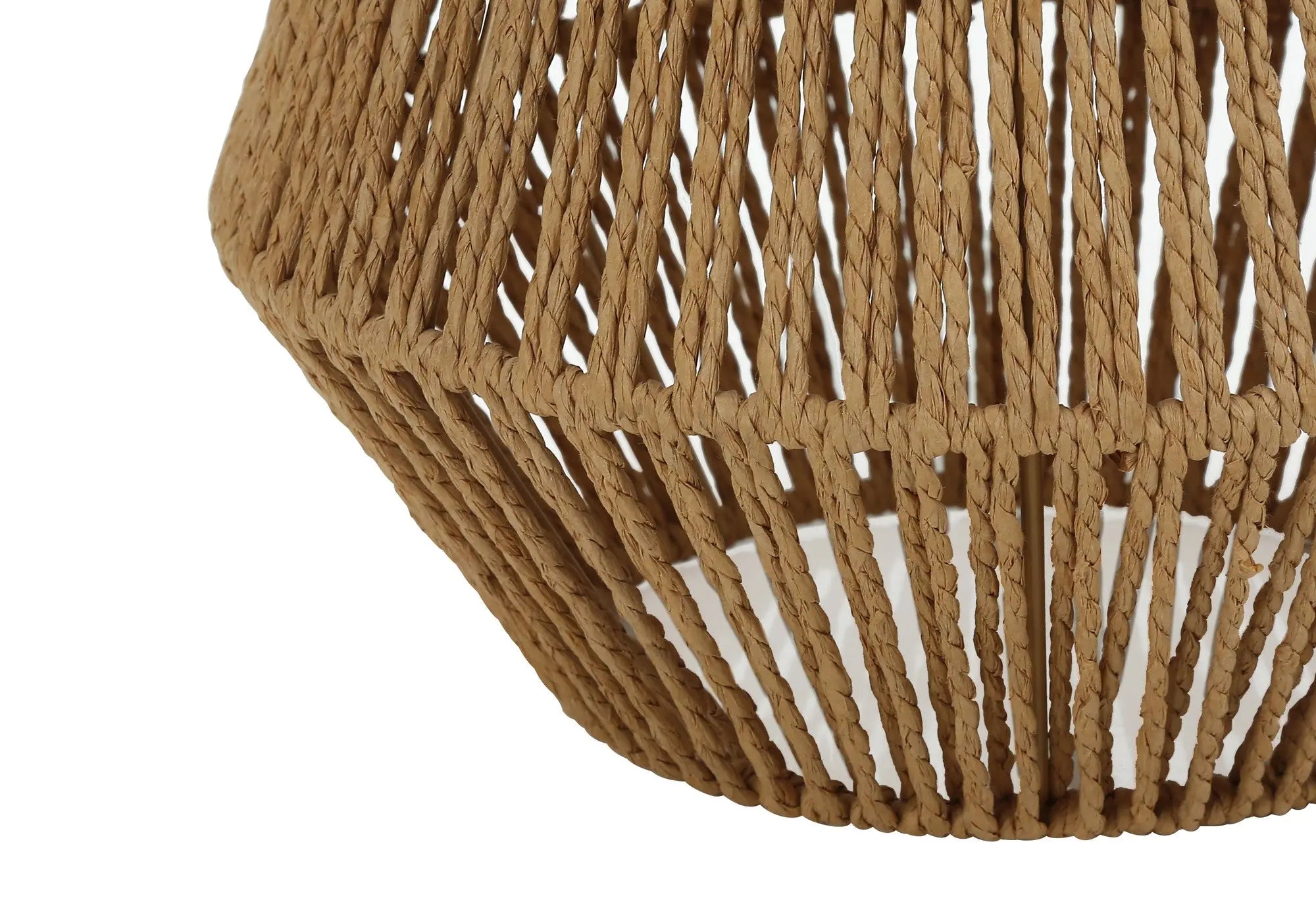 22" Brown Rattan Geometric Table Lamp With Beige Drum Shade Homeroots Lighting