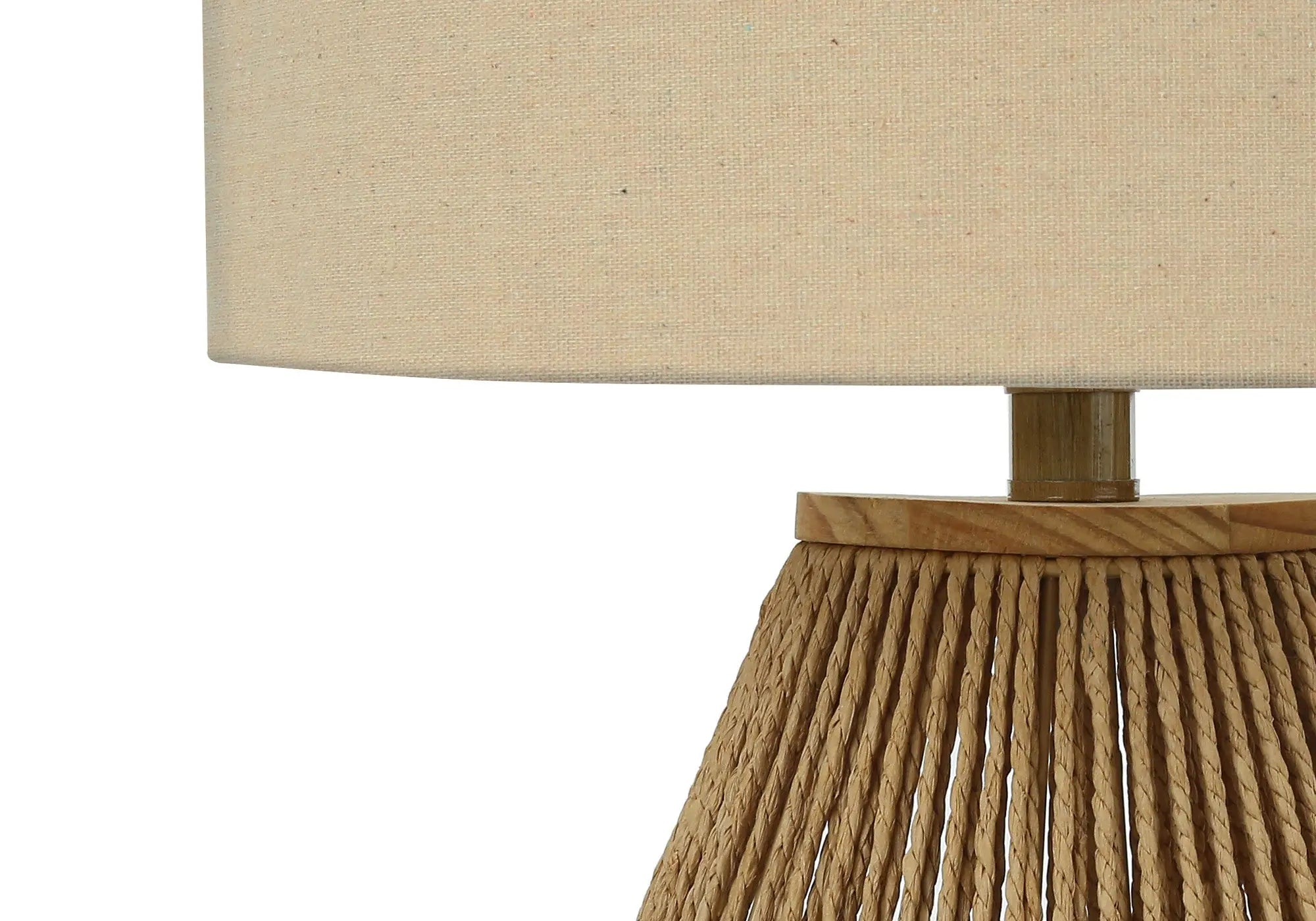 22" Brown Rattan Geometric Table Lamp With Beige Drum Shade Homeroots Lighting