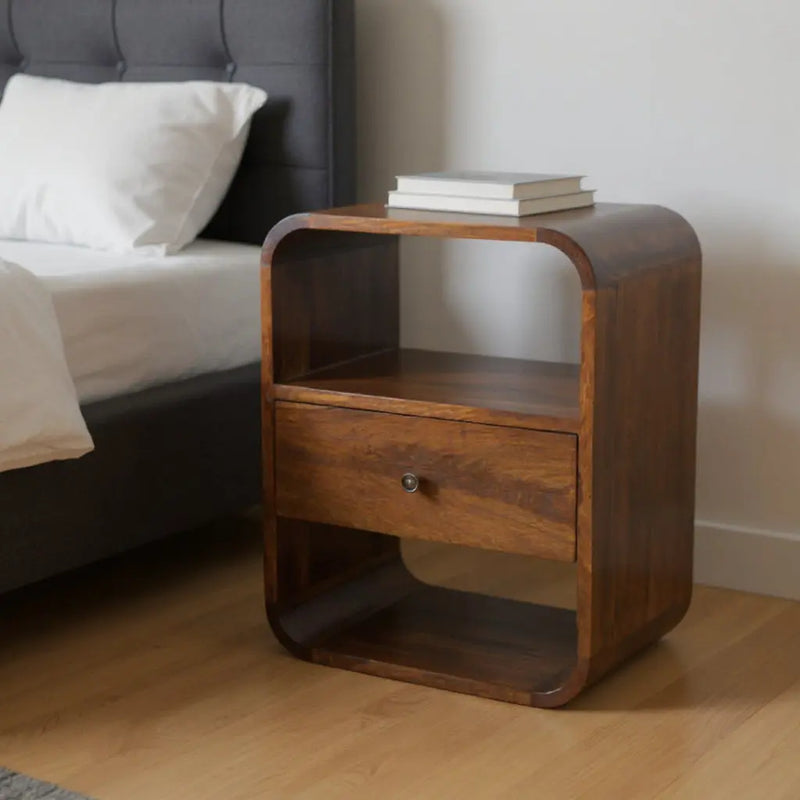 22" Brown Solid Wood One Drawer Nightstand Homeroots Bed & Bath