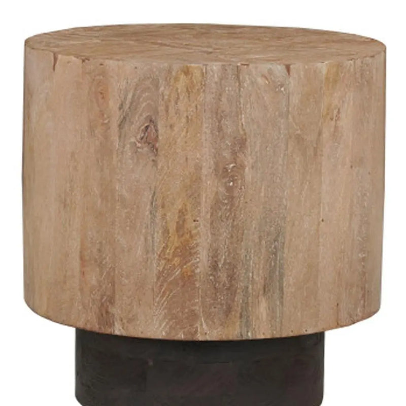 22" Brown Solid Wood Round Pedestal End Table Homeroots Living Room