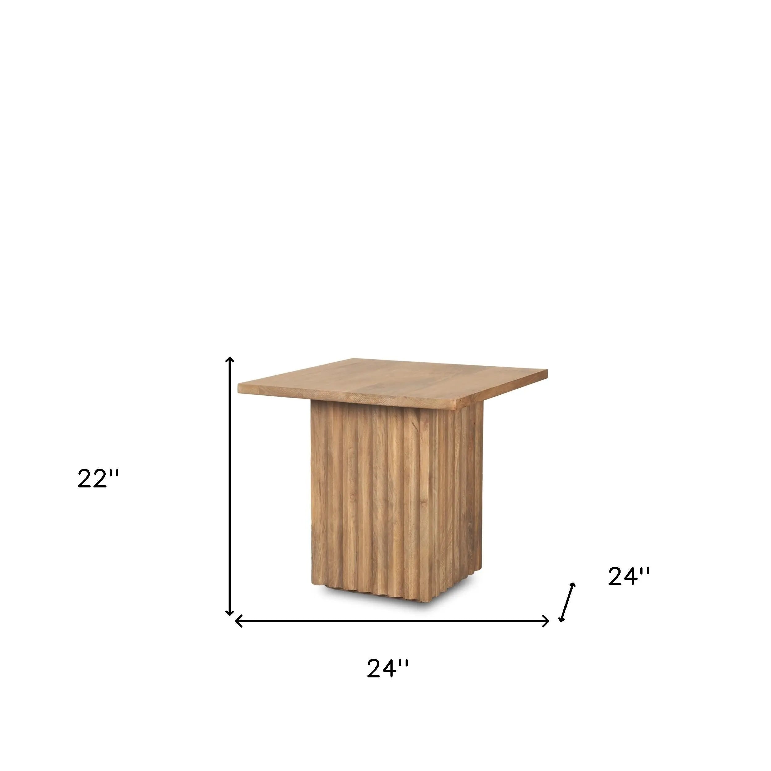 22" Brown Solid Wood Square Block End Table Homeroots Living Room