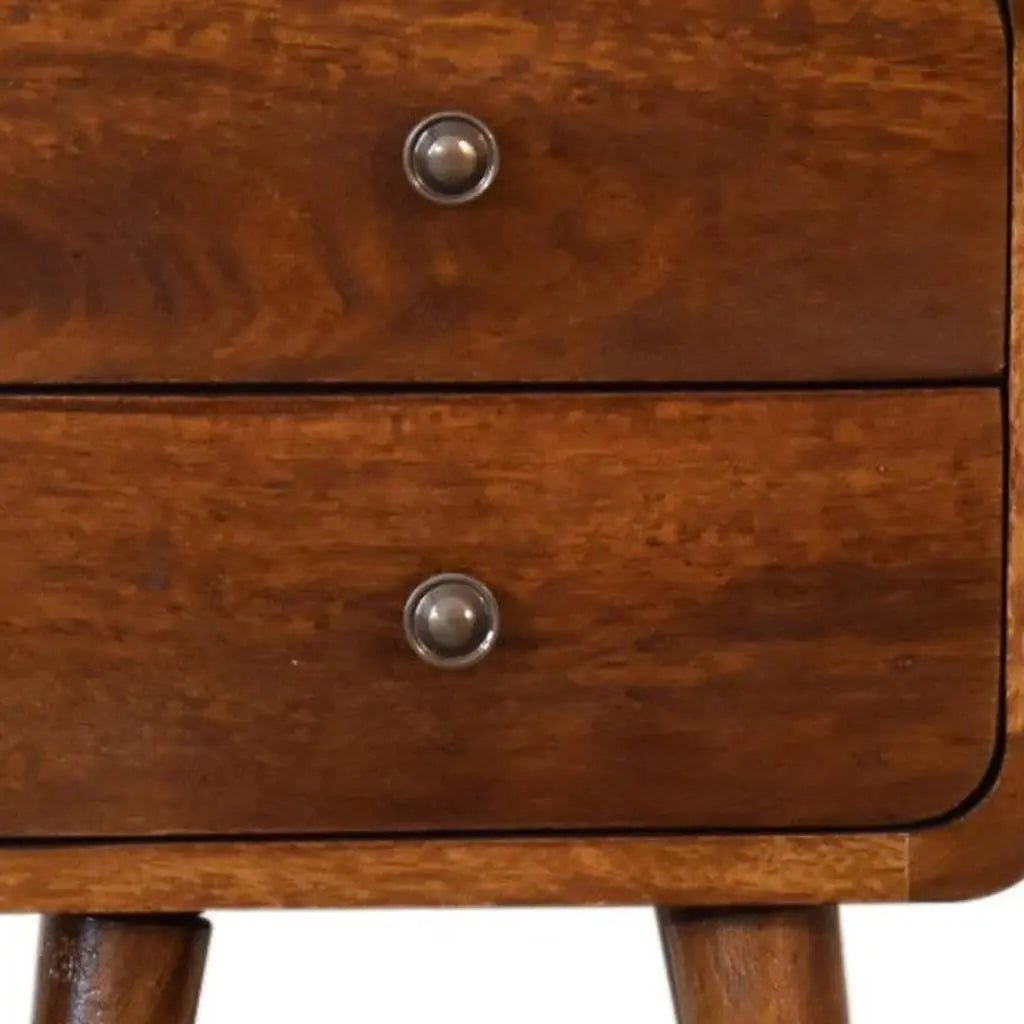 22" Brown Solid Wood Two Drawer Nightstand Homeroots Bed & Bath