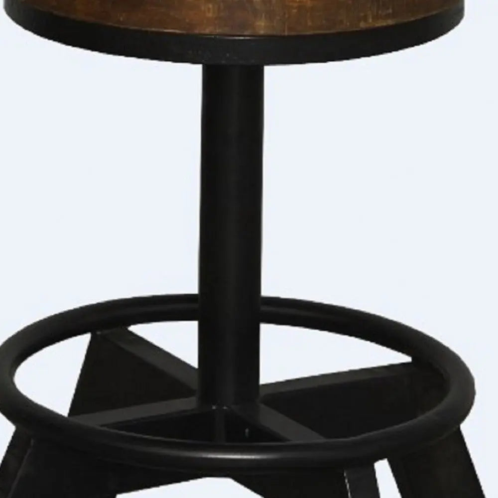 22" Brown and Black Solid Wood and Iron Backless Bar Chair Homeroots Living Room