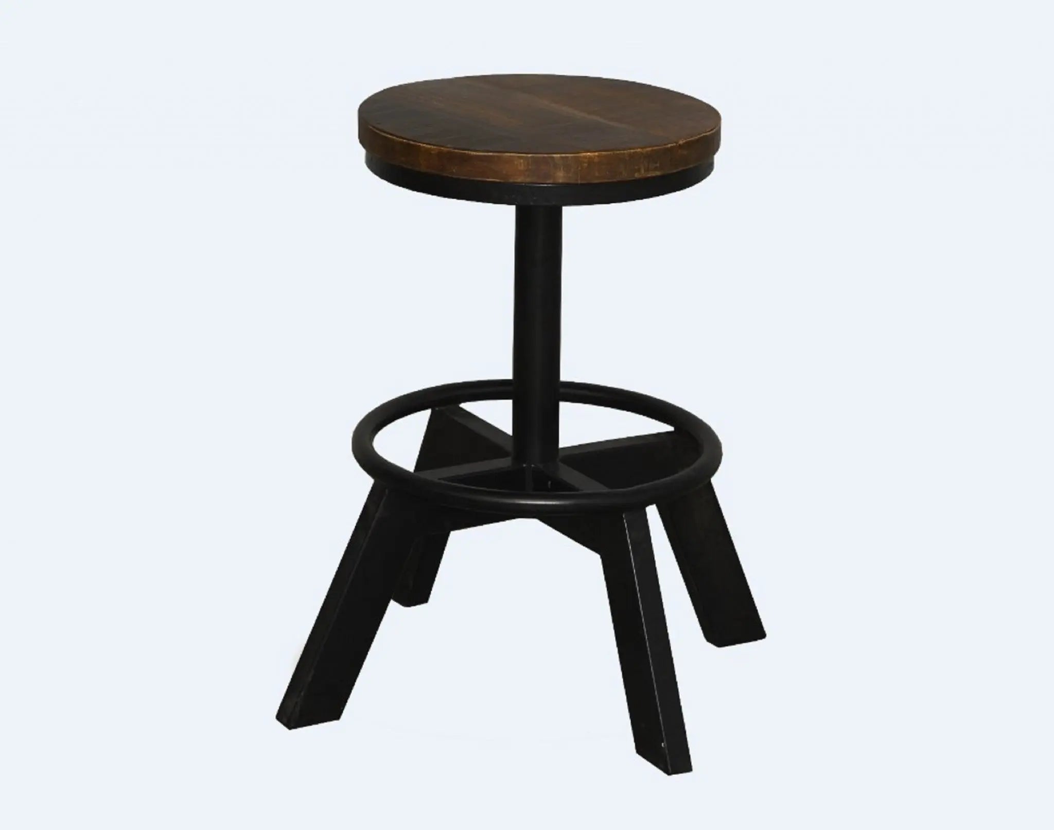 22" Brown and Black Solid Wood and Iron Backless Bar Chair Homeroots Living Room