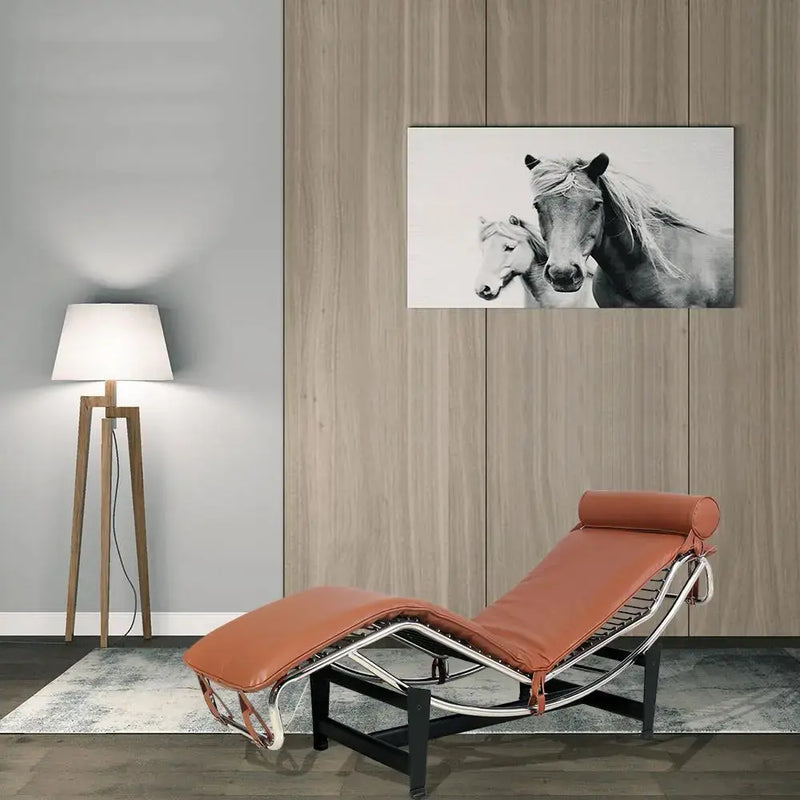 22" Brown and Black Tufted Genuine Cowhide and Metal Lounge Chair And Toss Pillow Homeroots Living Room