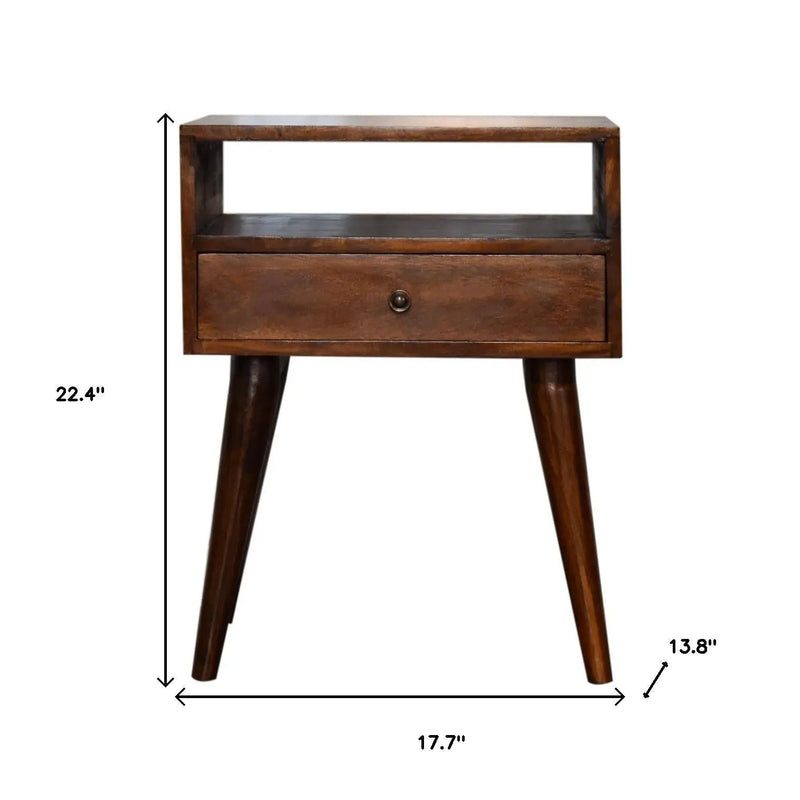 22" Chestnut Solid Wood One Drawer Nightstand Homeroots Bed & Bath