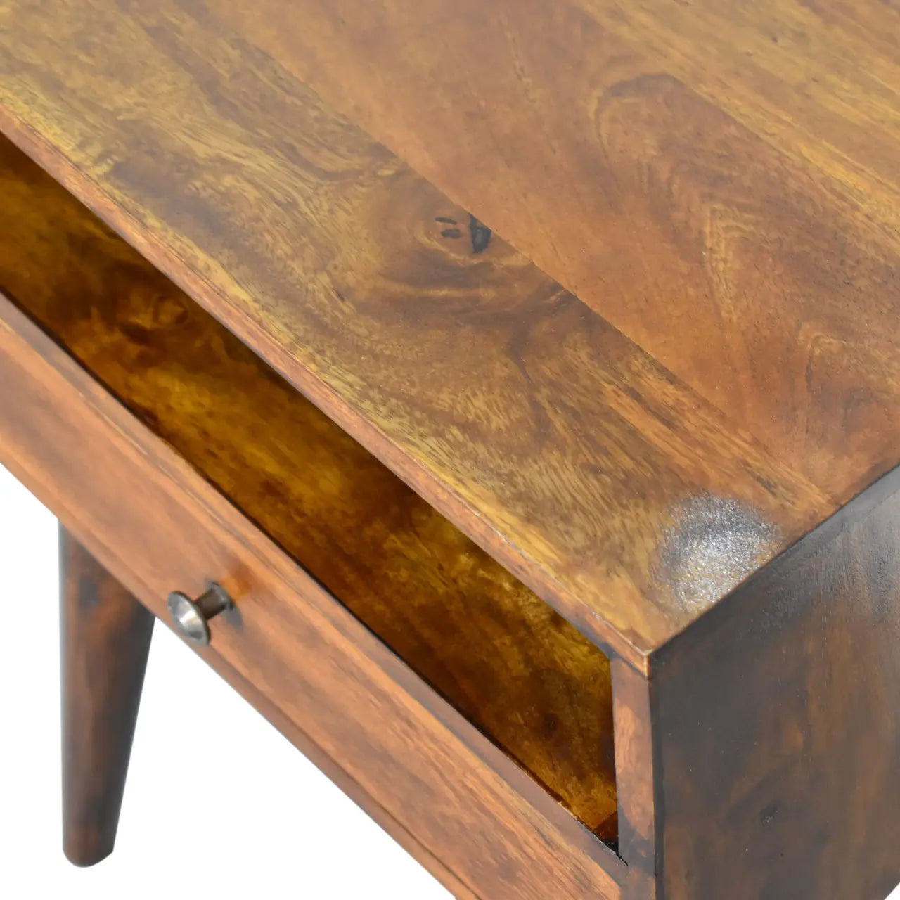 22" Chestnut Solid Wood One Drawer Nightstand Homeroots Bed & Bath