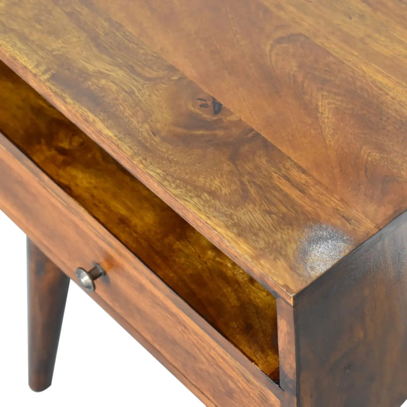22" Chestnut Solid Wood One Drawer Nightstand Homeroots Bed & Bath
