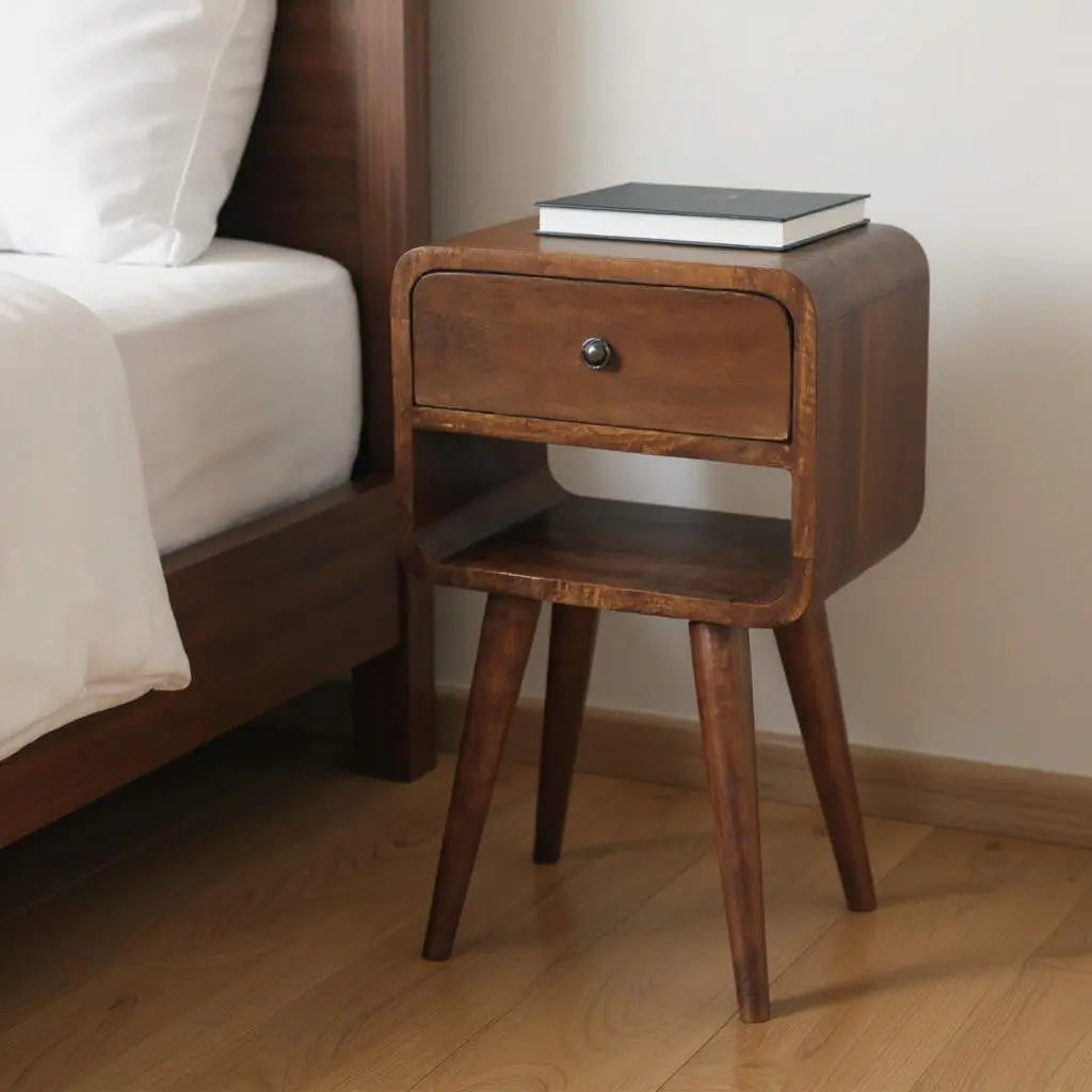 22" Chestnut Solid Wood One Drawer Nightstand Homeroots Bed & Bath