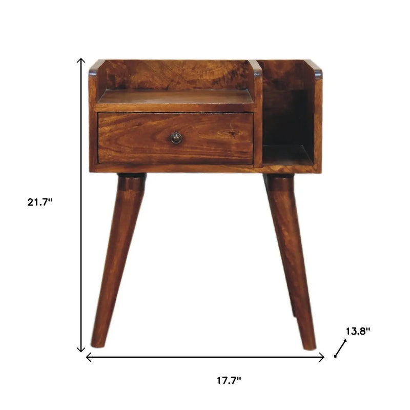 22" Chestnut Solid Wood One Drawer Nightstand Homeroots Bed & Bath