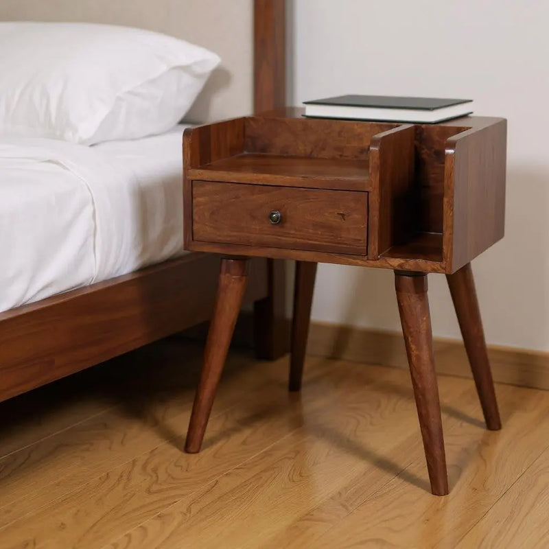 22" Chestnut Solid Wood One Drawer Nightstand Homeroots Bed & Bath