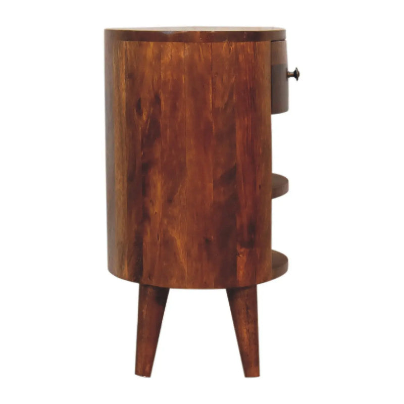 22" Chestnut Solid Wood Oval One Drawer Nightstand Homeroots Bed & Bath