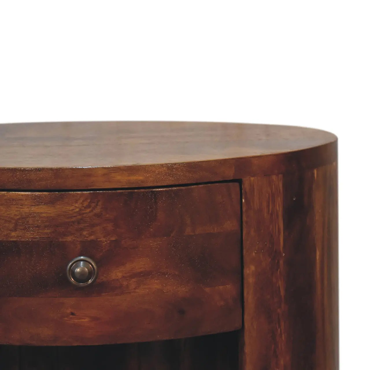 22" Chestnut Solid Wood Oval One Drawer Nightstand Homeroots Bed & Bath