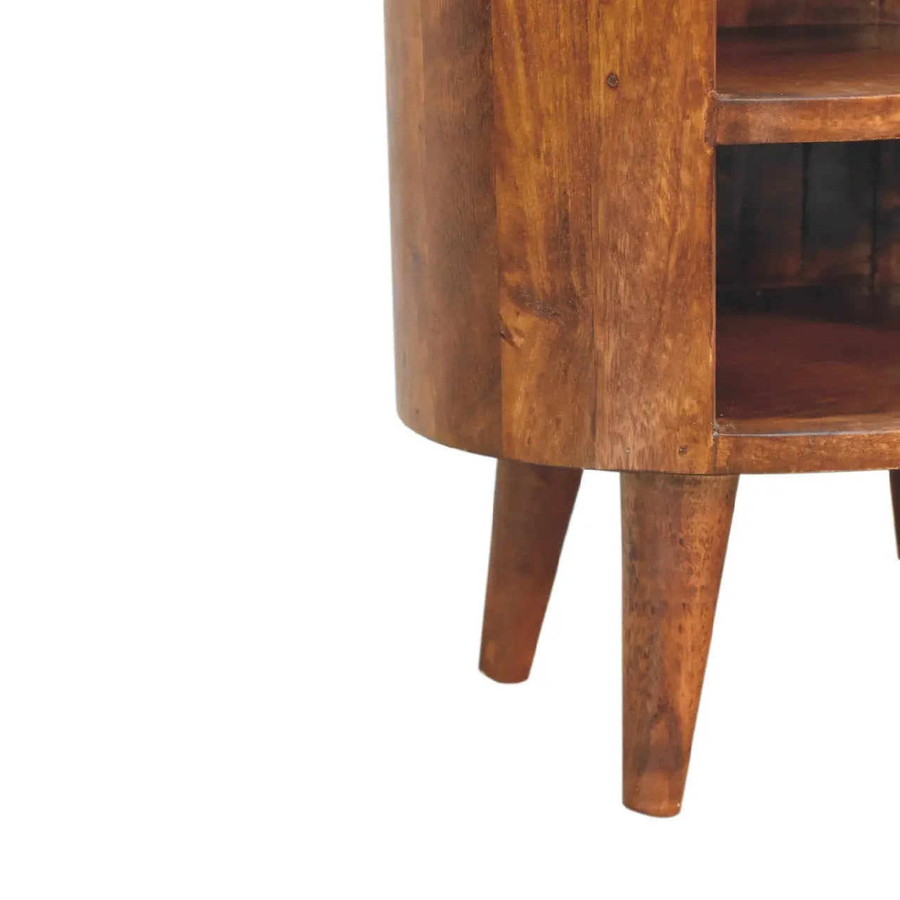 22" Chestnut Solid Wood Oval One Drawer Nightstand Homeroots Bed & Bath