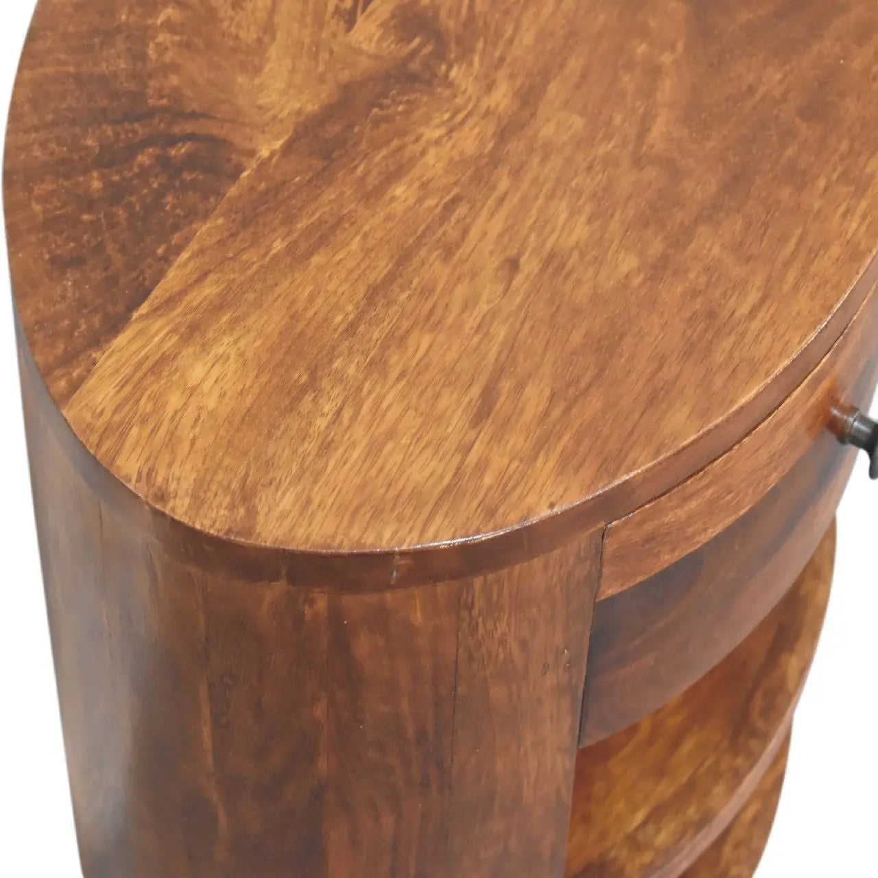 22" Chestnut Solid Wood Oval One Drawer Nightstand Homeroots Bed & Bath