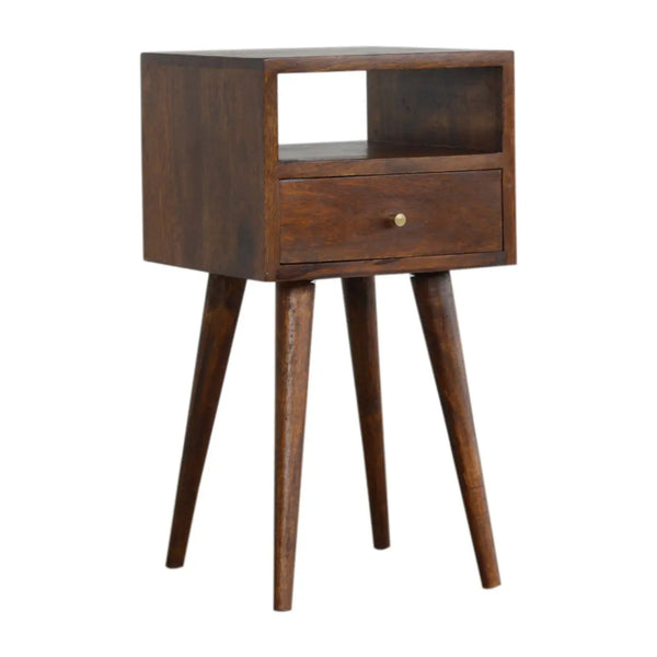 22" Chestnut Solid Wood Square One Drawer Nightstand Homeroots Bed & Bath