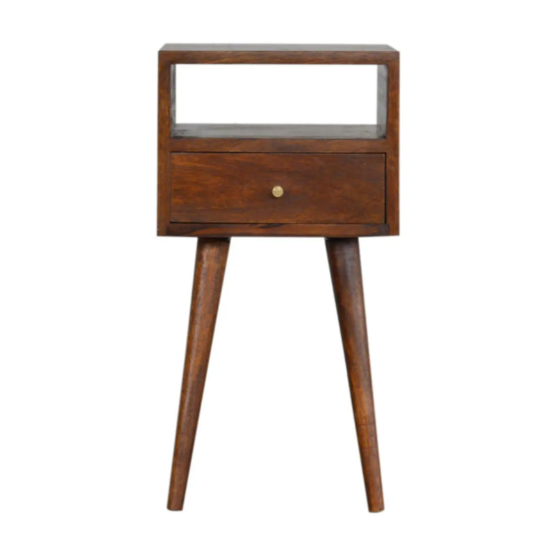 22" Chestnut Solid Wood Square One Drawer Nightstand Homeroots Bed & Bath