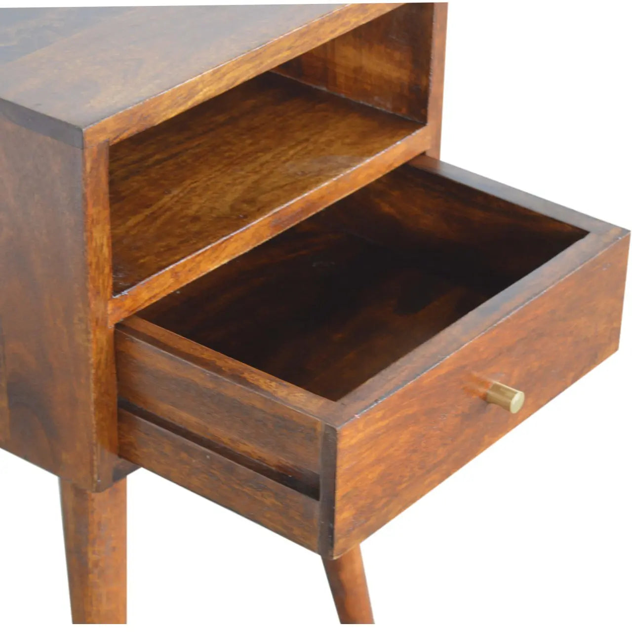 22" Chestnut Solid Wood Square One Drawer Nightstand Homeroots Bed & Bath