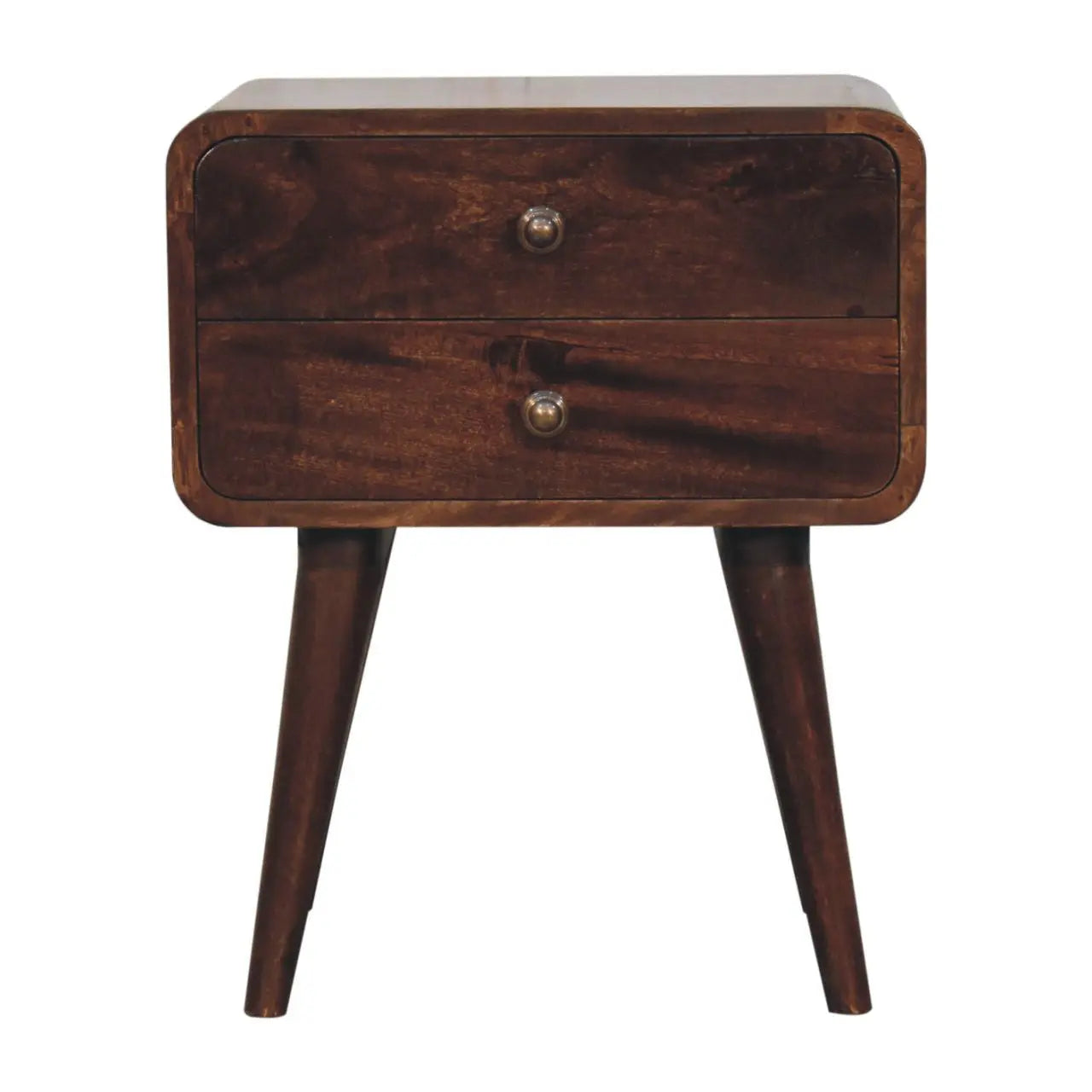 22" Chestnut Solid Wood Two Drawer Nightstand Homeroots Bed & Bath