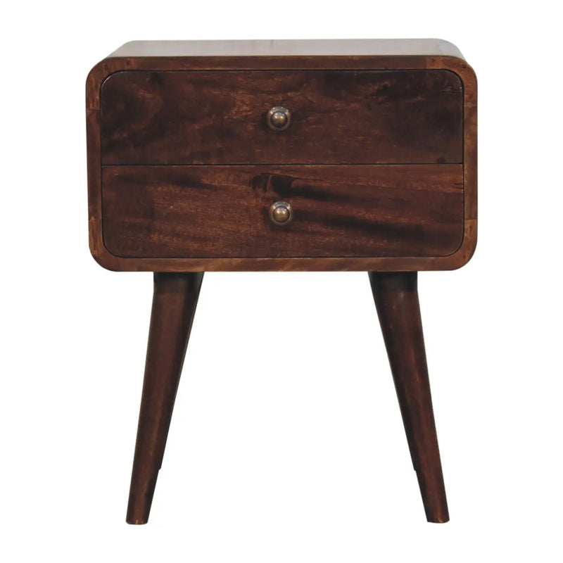 22" Chestnut Solid Wood Two Drawer Nightstand Homeroots Bed & Bath