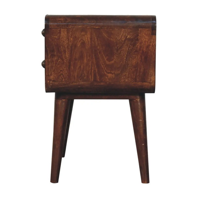 22" Chestnut Solid Wood Two Drawer Nightstand Homeroots Bed & Bath