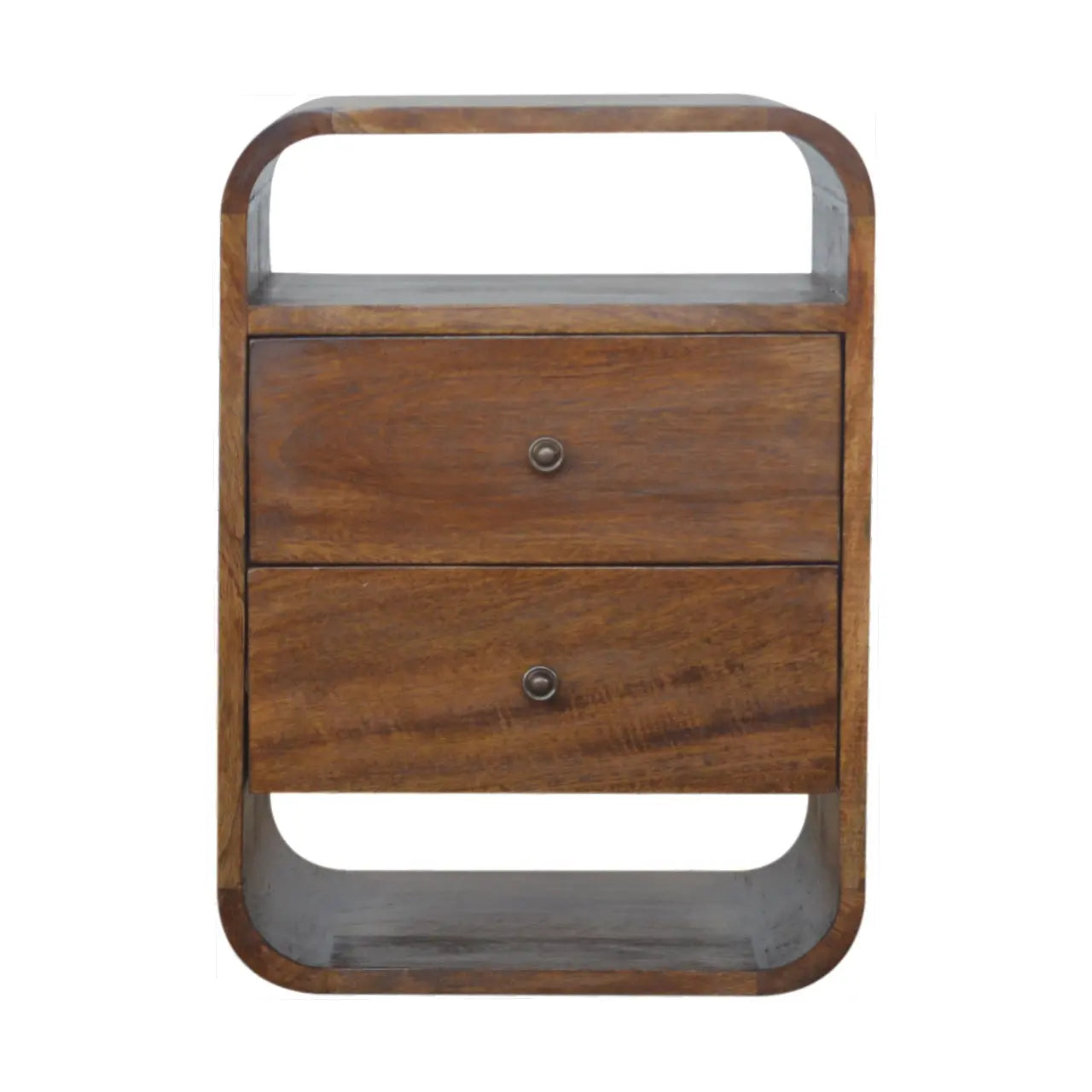 22" Chestnut Solid Wood Two Drawer Nightstand Homeroots Bed & Bath
