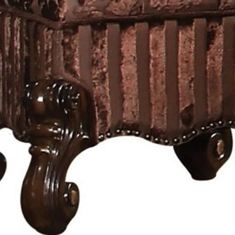 22" Chocolate Fabric Damask Footstool Homeroots Living Room