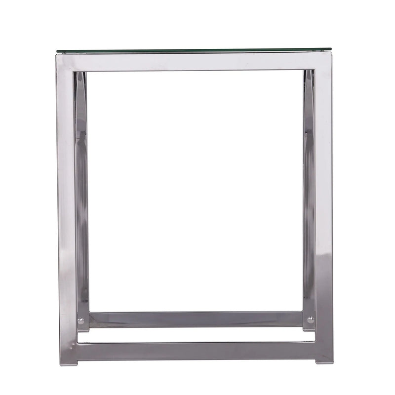 22" Chrome Glass And Iron Square End Table Homeroots Living Room