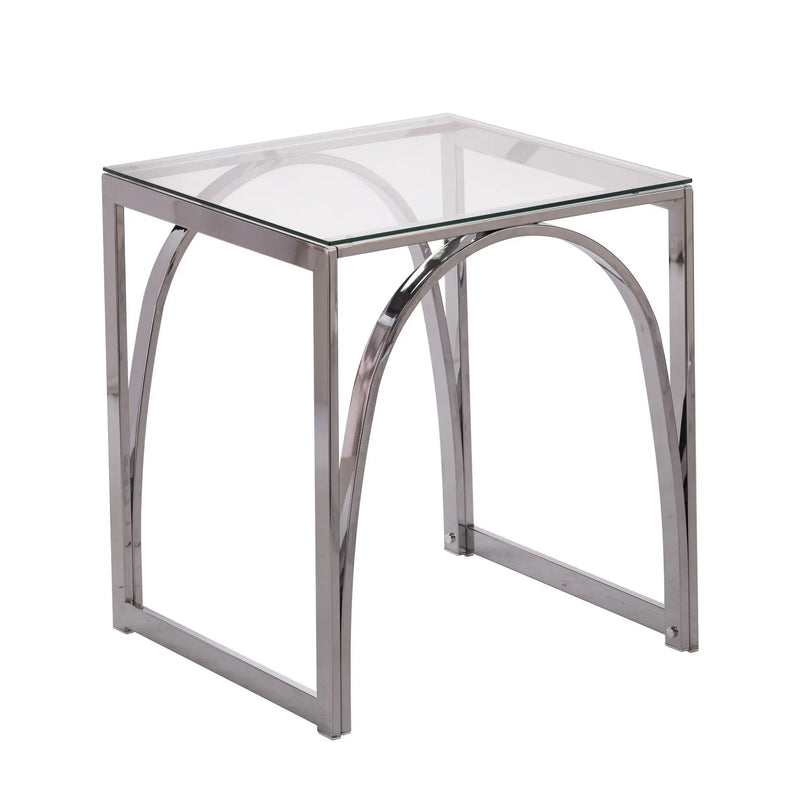 22" Chrome Glass And Iron Square End Table Homeroots Living Room