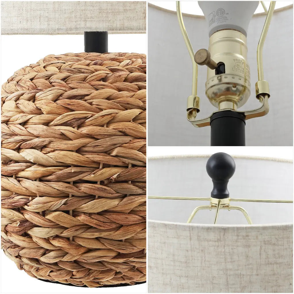 22" Clear Round Table Lamp LED With Drum Shade Homeroots Lighting