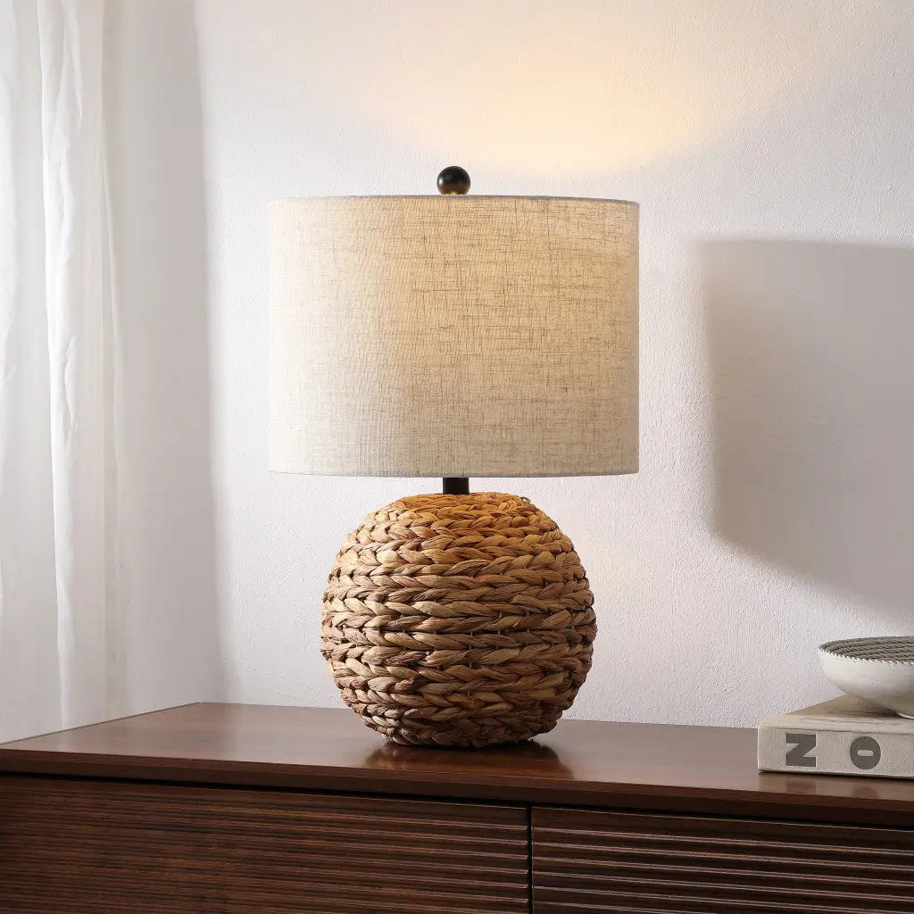 22" Clear Round Table Lamp LED With Drum Shade Homeroots Lighting