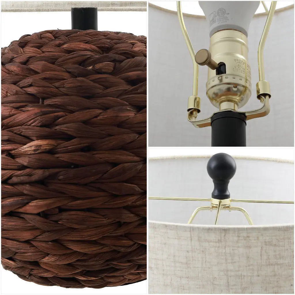 22" Clear Round Table Lamp With Drum Shade Homeroots Lighting