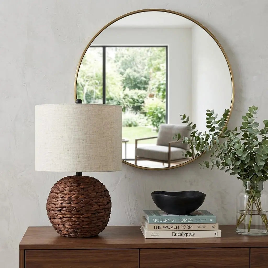 22" Clear Round Table Lamp With Drum Shade Homeroots Lighting