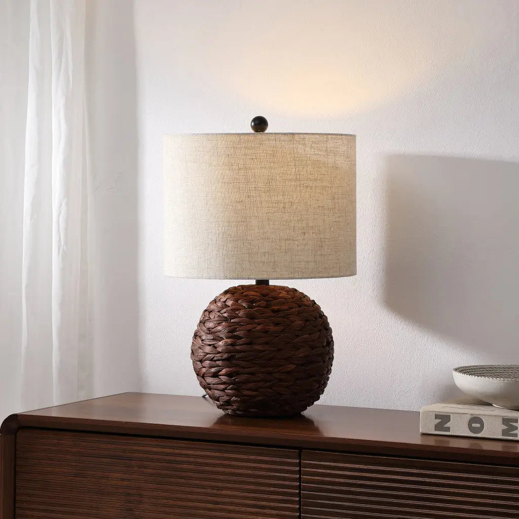 22" Clear Round Table Lamp With Drum Shade Homeroots Lighting