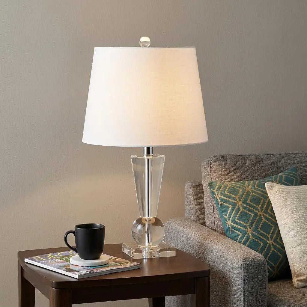 22" Clear Urn Table Lamp With Empire Shade Homeroots Lighting