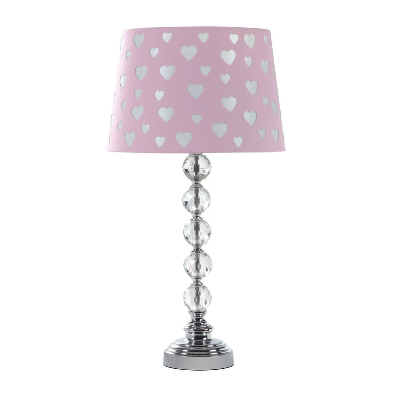 22" Crystal With Pink And White Dot Shade Table Lamp Homeroots Lighting