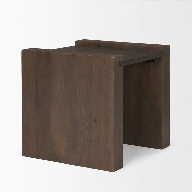 22" Dark Brown Solid Wood Square Sled End Table Homeroots Living Room