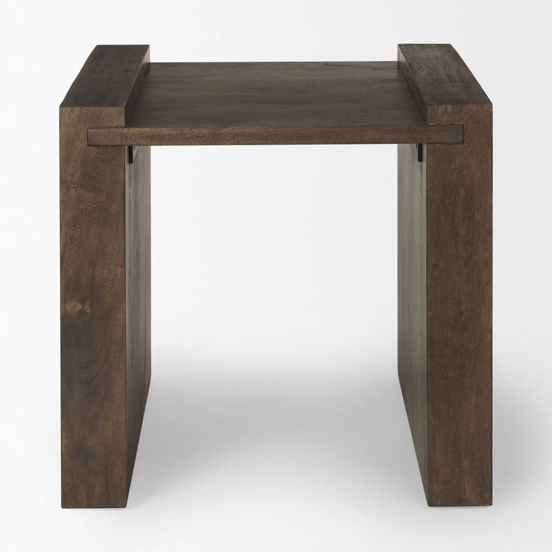 22" Espresso and Brown Solid Wood and Wood Tray Table Homeroots Living Room